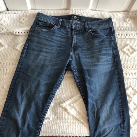 7 FOR ALL MANKIND Paxtyn Mid Rise Skinny Dark Wash Jeans Denim 31 - Picture 5 of 10